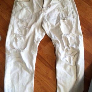 Mango white distressed jeans